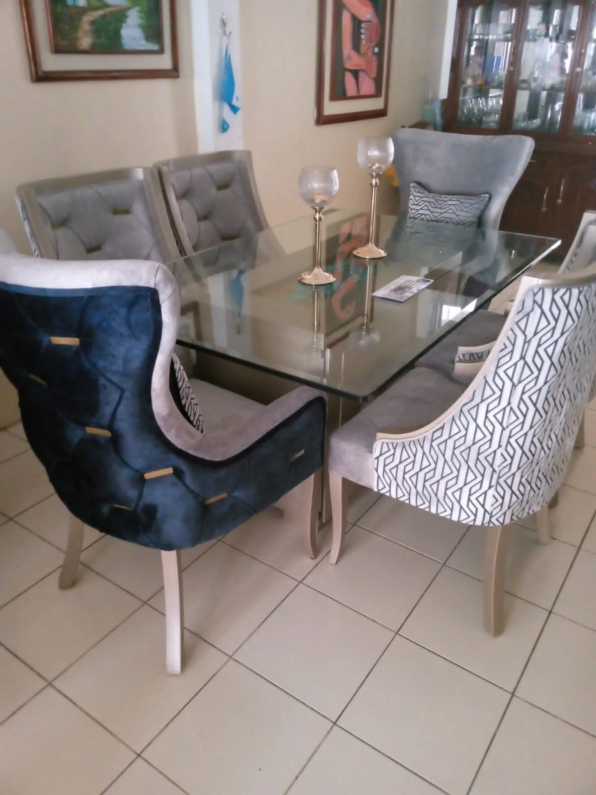Juego de comedor 4 puestos, vidrio templado