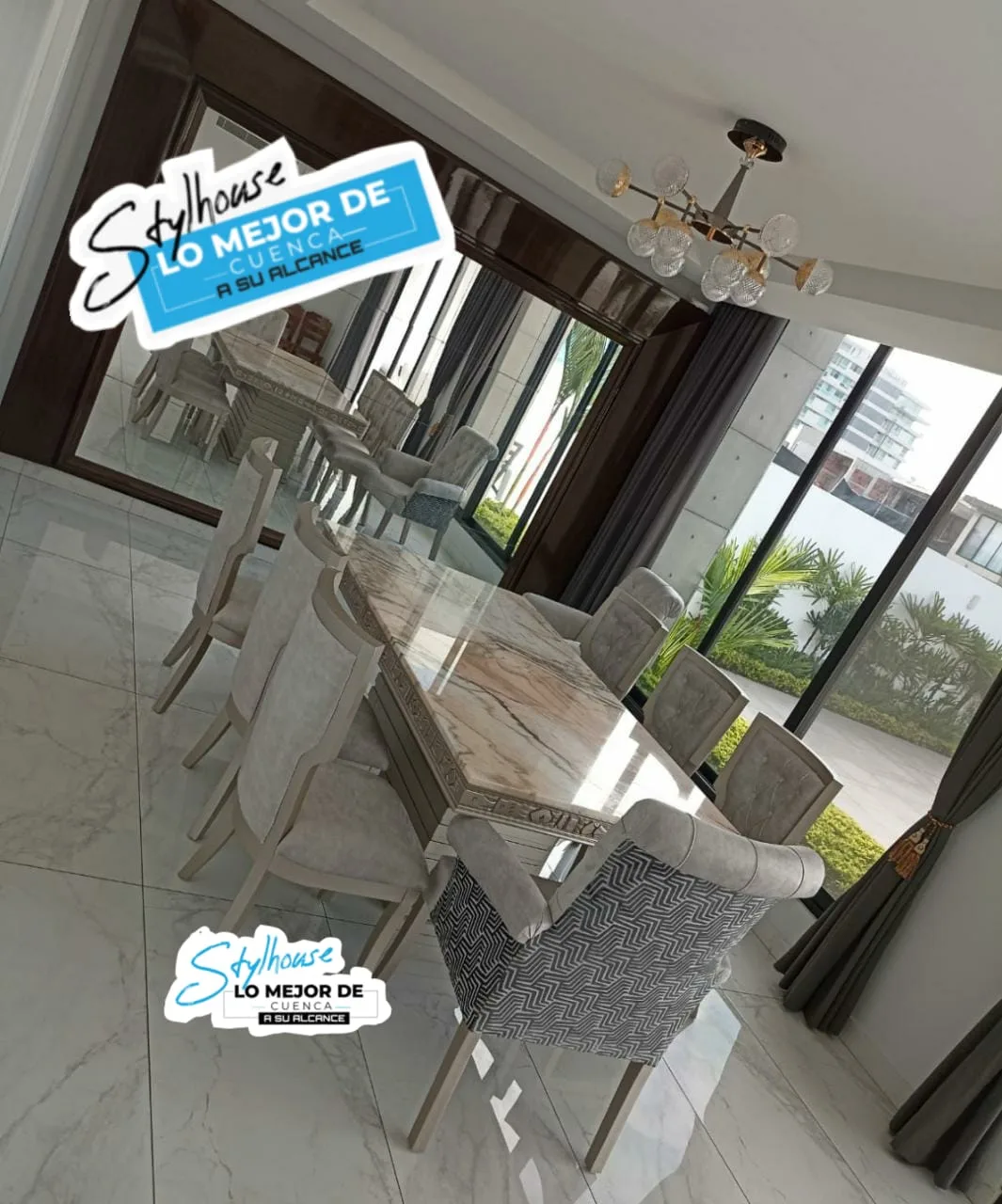 Juego de comedor 6 puestos, estructura en madera
