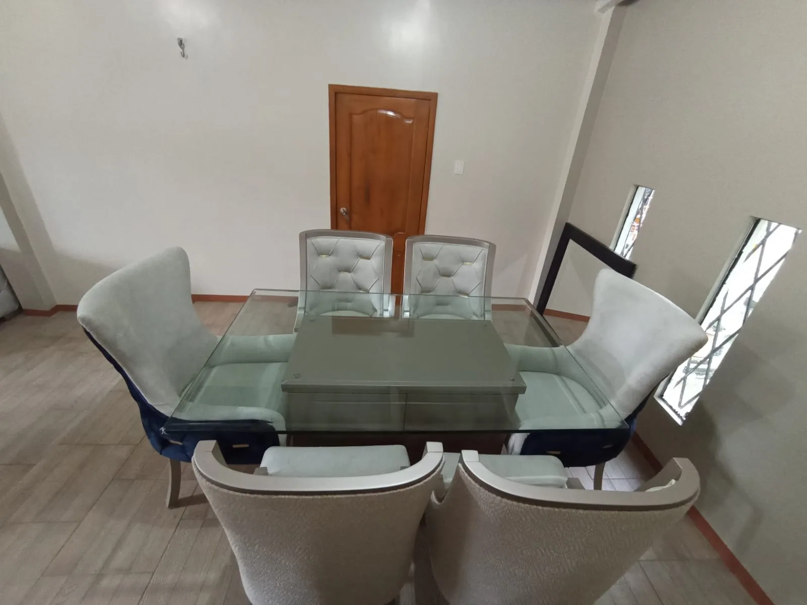 Juego de comedor 6 puestos, vidrio templado